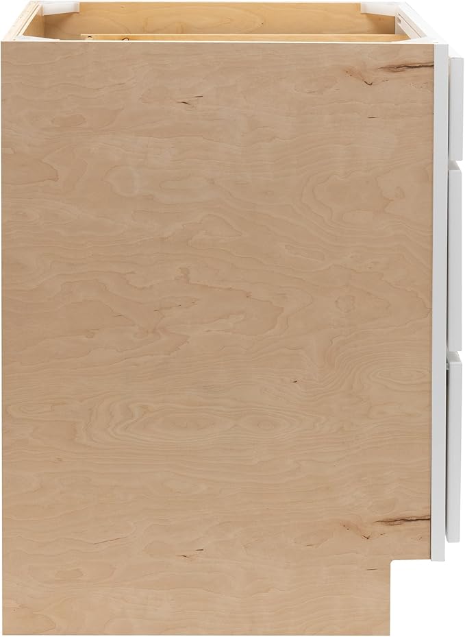 Quicklock RTA (Ready-to-Assemble) | Base Kitchen Cabinets - Shaker Style | Made in America (Pure White, 21" W x 34.5" H x 24" D 3 Drawer Pots and Pans)