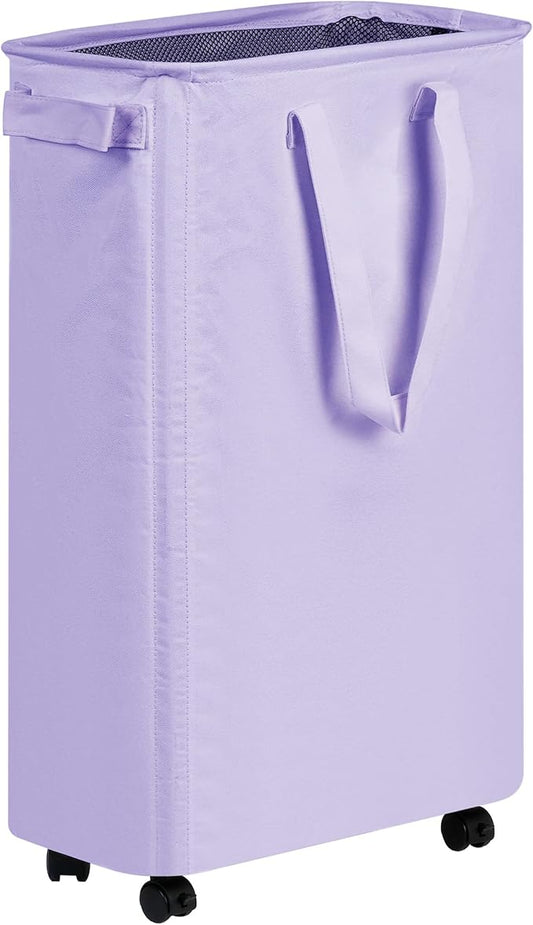 efluky Slim Laundry Hamper with Wheels, Rolling Laundry Basket for Clothes, Small Laundry Basket for Bedroom, Dorm and Laundry Room, 60L (12.7 Gallons) Purple