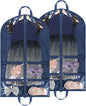 KEEGH CLear Garment Bags for Dance Costumes 40 inch Dance Garment Bags for Dancers Hanging Clothes for Closet Storage, with 4 Zipper Pockets for Dance Competitions, Ballet, Theatre, 2 Pack, Navy Blue