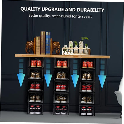 Healifty Transparent Plastic Shoe Storage Box with Dustproof Design Organizer for Home Stackable and Shoes Container with Visible Window for Easy Access and Scratch Protection
