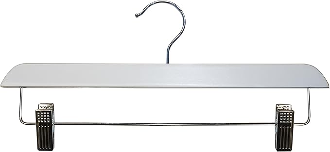 NAHANCO Contemporary Collection: Wooden Skirt/Pant Hanger, 14" White (Pack of 100)