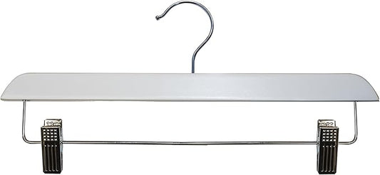 NAHANCO Contemporary Collection: Wooden Skirt/Pant Hanger, 14" White (Pack of 100)