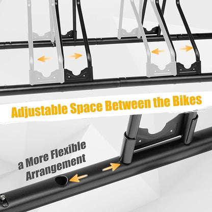 CyclingDeal Bicycle Floor Parking Rack Stand - for Mountain MTB Road Bike - Indoor Home Garage Storage - Adjustable for 2 Fat Bikes