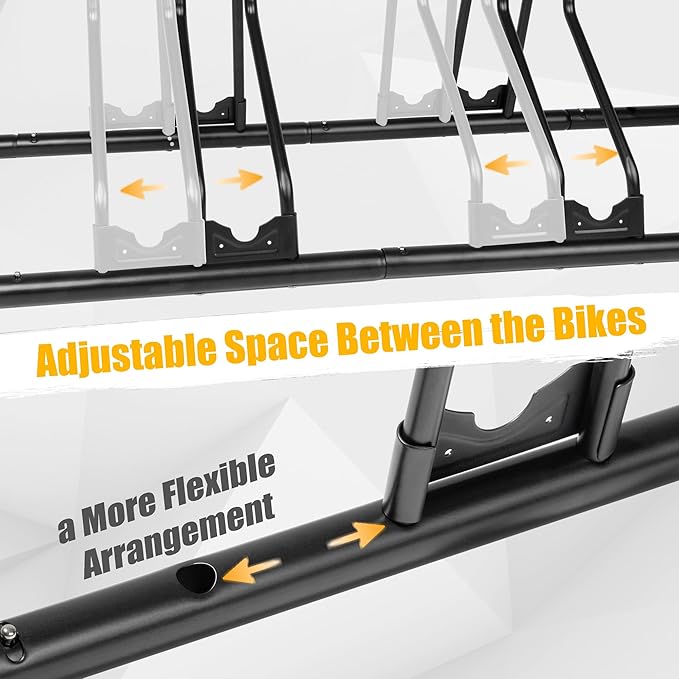 CyclingDeal Bicycle Floor Parking Rack Stand - for Mountain MTB Road Bike - Indoor Home Garage Storage - Adjustable 2 Bikes