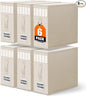 WOWBOX Sheet Organizers and Storage,Closet Bed Sheet Organizer Under Bed Storage and Organization with Label Cards & Clear Window for Bedding Sheets,Duvet Covers,Blankets (6 Pack，Beige)