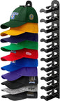 Hat Organizer for Baseball Caps, Hat Rack for Wall Closet Door Hold up to 10 Hats,Hat Holder with Adhesive and 4 Screws, Hat Hanger Cap Holder Hat Hangers for Wall Closet Door Bedroom(1pc,B-Black)