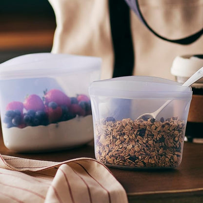Stasher Silicone Reusable Storage Bags, 3-Pack Bowls, Reusable Freezer Bags, Microwave, Dishwasher, Oven Safe, Sous Vide, Premium Lunch Containers, Eco Friendly, Food Storage Bag, Snack Bag, Clear | Reusable Food Bags