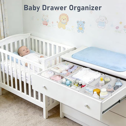 DIMJ Drawer Organizer Clothes - 30 Pack Closet Drawer Organizer Bins for Baby Clothes Storage, Fabric Dresser Organizer for Nursery Bedroom, Foldable Small Drawer Dividers for Underwear Socks