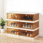 Shoe Rack Organizer for Entryway/Closet,Stackable Magnetic-Door Shoe Boxes,Foldable Space-Saving Sneaker&Boot Containers,Thichen&Sturdy Plastic Cabinet 6 Tiers 12 Pairs,Taupe