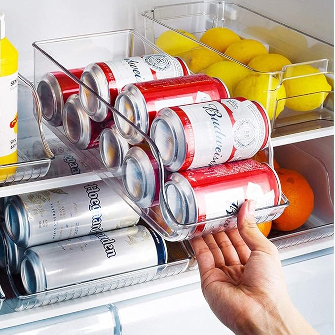 Xicennego Pop-Up Soda Can Dispenser Storage Organizer Bin (4pack) PET Can Holder Storage Beverage Canned Food Organizer For Kitchens Refrigerators Counters Freezers Shops Camping RVs