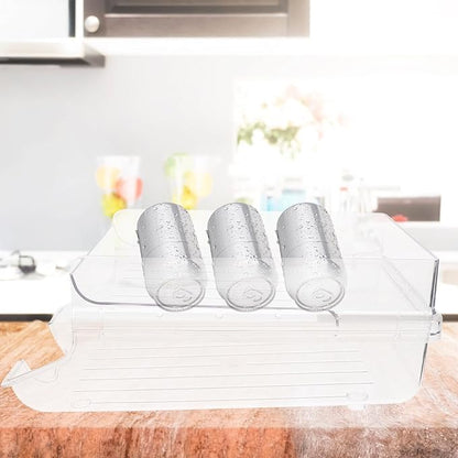 Automatic Rolling Can Storage Rack Large Refrigerator Drink Organizer Food Grade Plastic Fridge Can Dispenser Beverage Container for Kitchen Pantry