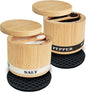 ThougrLyh Salt Box Bamboo Pepper and Salt Container with Swivel Lid and Spoons,Spice Cellar with Mat and Labels,Holder for Seasoning and Small Items,Dual 13 Oz Capacity