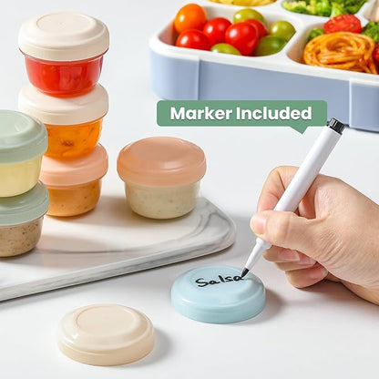 VITEVER 16 Pack 2 oz Salad Dressing Container to Go, Small Condiment Containers with Lids for Lunch Bento Box, Reusable Plastic Snack Jars, Deli Containers, Colorful Sauce Cups, Dishwasher Safe
