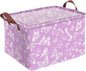 Purple Butterfly Storage Basket Waterproof Canvas Toy Storage Bin Decorative Collapsible Outdoor Basket with Leather Handles Purple Gifts Basket For Closets,Bedrooms,Home,Bathroom