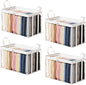 Large Heavy-Duty Thick Plastic Clear Storage Bag for Clothes - Foldable Clear Storage Tote with Reinforced Handles & Zipper for Moving, Dorm, Closet & Underbed Organization (White,4pcs)