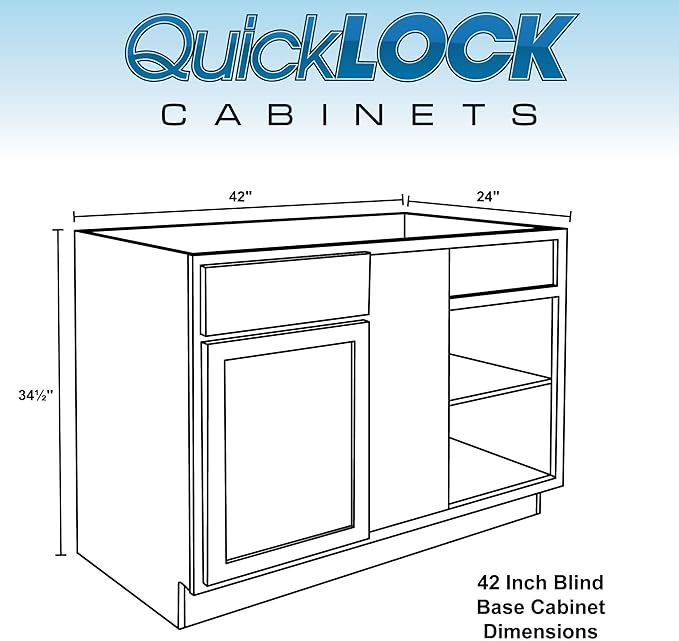 Quicklock RTA (Ready-to-Assemble) | Base Kitchen Cabinets - Shaker Style | Made in America (Espresso Stain, 42" Wx34.5 Hx24 D Blind Corner)