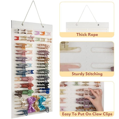 Women Hanging Hair Clip Organizer Display Hair Bows Stand Hanger Claw Clip Storage (Beige)