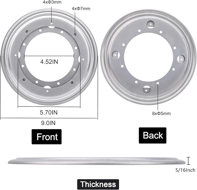 9" Round Lazy Susan Turntable Bearing Plate 5/16”Thick Lazy Susan Hardware, Rotating Swivel Plate with 750 lb Load Capacity, Lazy Susan Turntable Base for Table, Serving Tray, Kitchen