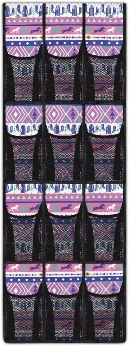 Purple Door Hanging Shoe Organizer Geometry Door Hanger Organizer for Bathroom 12 Pockets Shoe Holder Hanger Easy to Install Wall Hanging Storage