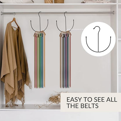 ZEDODIER Belt Hangers, Belt Rack 2 Pack Black Closet Accessories Organizers, Closet Organizer Hook Rack for Belt, Ties, Scarves, Camisoles, Hats, Bras, Shoes