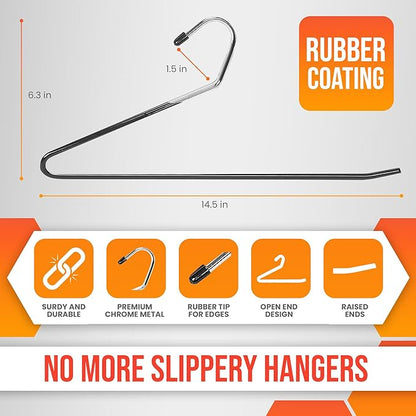 Pants Hangers Non Slip Open Ended – Metal Trouser Hangers, Heavy Duty Stainless Steel Pant Hangers for Men and Women, Space Saving, 20 Pack Jeans Hangers