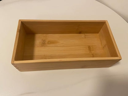 Bamboo Drawer Organizer - Kitchen Drawer Utensil Organizer Office Supplies Desk Organizer Makeup Silverware Tray Flatware Organization 8"*4"*2"
