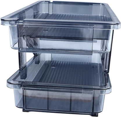 BLUE ADJUSTABLE AUTO SODA CAN DISPENSER FOR FRIDGE 2 TIER HOLDER CONTAINER