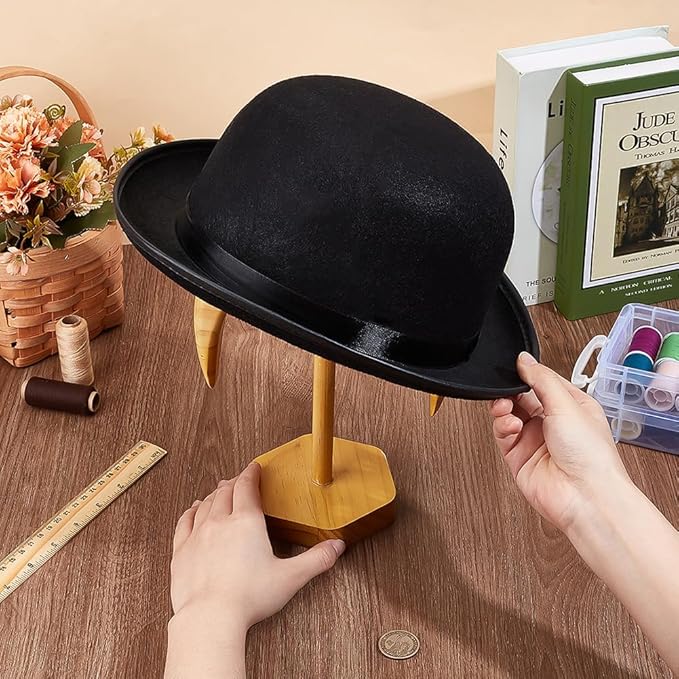 BENECREAT Hat Display Stands with Stable Base, 6.8x6.2x2.3inch Antique Style Tabletop Cap Holder for Retailer Trade Shows, Boutique Window Displays, Vendors Sales