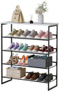 Garden 4 you Shoe Rack for Entryway 5 Tiers 11.8" D x 29" W x 36.5" H, Metal Shoe Rocks with White Wooden Tabletop, Angled Shoes Rack with Adjustable Mesh Shelves for Entryway Hallway Closet