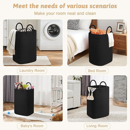 Artfeel Laundry Basket,Woven Cotton Rope Laundry Hamper,60L Versatile Storage for Dirty Clothes,Baby Toys,and Blankets in Bathroom, Nursery,and Living Room