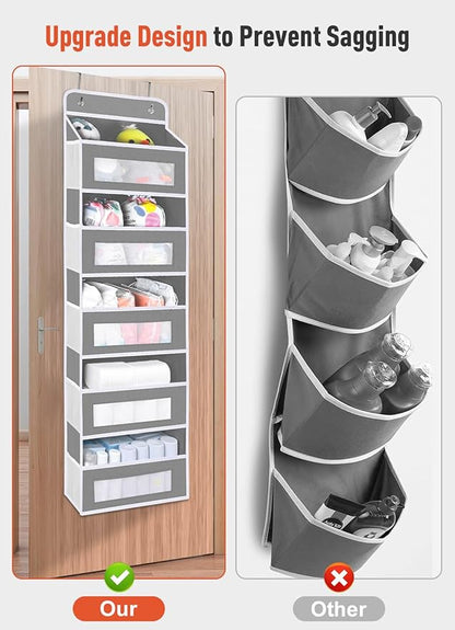 3 Pack Over The Door Organizer Storage, 5 Shelf Hanging Door Organizer with 10 Large Capacity Pockets, Anti Tilt 44 lb Load Behind Door Storage for Bedroom, Bathroom, Pantry, Nursery