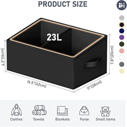 DIMJ Trapezoid Storage Bins for clothes - 5 Packs Closet Organizers and Storage Baskets, Foldable Closet Baskets with Handles and Divider, Closet Storage Bin Toybox for Shelves Living Room Bedroom