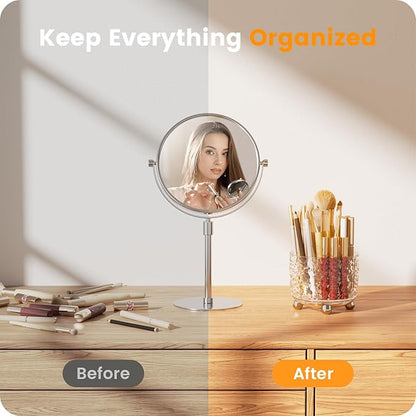 A-LuGei 【Crystal Design 𝟰.𝟳" Makeup Brush Holder Organizer, 𝟯𝟲𝟬° Rotating Makeup Organizer, 6 Slot Makeup Organizer Countertop, Vanity Organzier, Pen Holder for Desk Office Bathroom Desktop