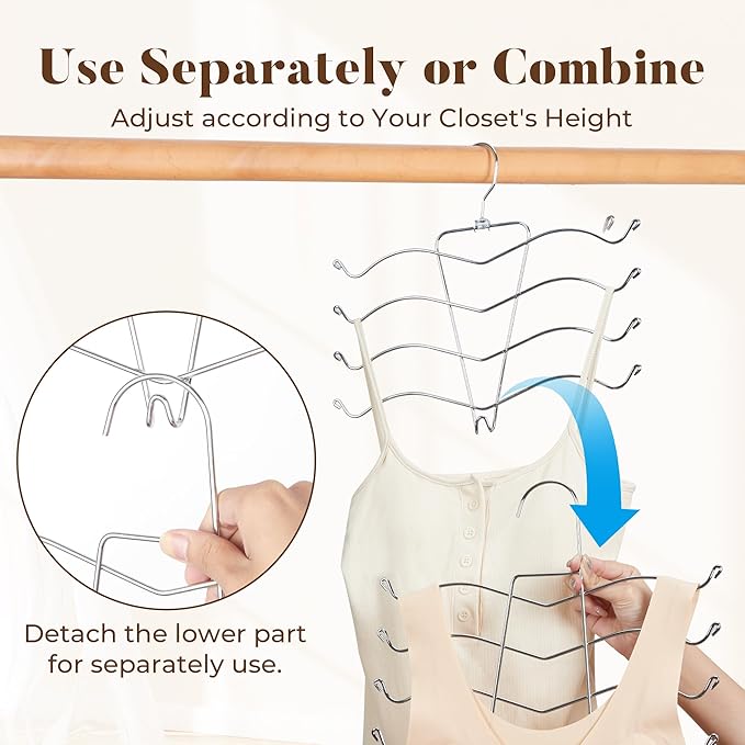 HOUSE DAY Bra Hangers 2 Pack & Legging Organizer 2 Pack w/20 Clips Holds 20 Leggings