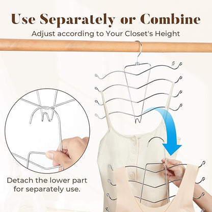 HOUSE DAY Bra Hangers 2 Pack & Legging Organizer 2 Pack w/20 Clips Holds 20 Leggings