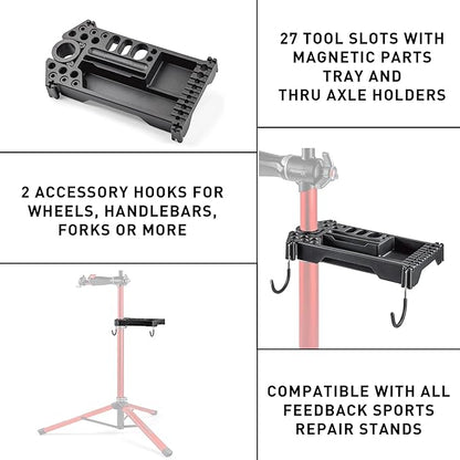 Feedback Sports | Tool Tray for Bike Repair Stands | Compatible W Upright Repair Stands | Black
