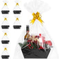 6PACK Black Baskets For Gifts Empty, 10 x 8” Thick Kraft Gift Basket with 6Bows 6Bags Empty Gift Baskets for Christmas