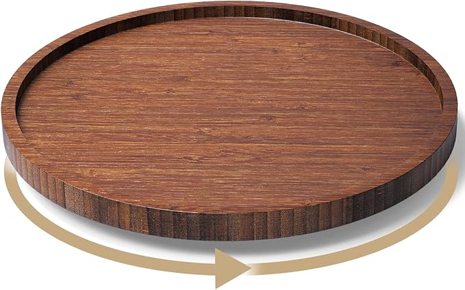 VERTORGAN Lazy Susan Organizer for Kitchen,Bamboo Turntable for Cabinet,Pantry,Vanity,Middle（Brown）