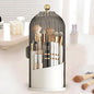 Makeup Brush Holder Organizer with Lid 360 Rotating Clear Dustproof 3 Compartment Design Makeup Brushes Organizer for dressing table and Bathroom Countertop (Gray)