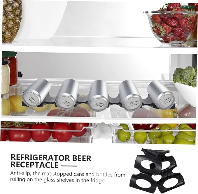 Amosfun Silicone Beer Can and Bottle Organizer for Fridge Stackable Beverage Storage Rack with Non-Slip Design for Cans Bottles and Drinks Kitchen Pantry and Garage