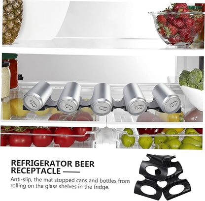 Amosfun Silicone Beer Can and Bottle Organizer for Fridge Stackable Beverage Storage Rack with Non-Slip Design for Cans Bottles and Drinks Kitchen Pantry and Garage