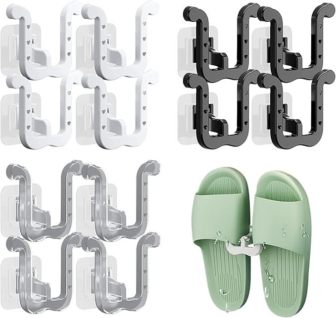 12Pcs Shoes Rack Slippers Holder Multifunctional Slippers Organizer Self Adhesive Shoe Rack Wall Hanger for Door Closet Bathroom Kitchen wall shoe rack