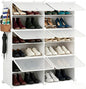 Simple Deluxe 6-Tier Shoe Rack Organizer with Doors, Stackable Shoe Storage Cabinet for Entryway Closet, Plastic Shoe Shelf with Metal Frame, Holds up to 24 Pairs for Bedroom Hallway, White