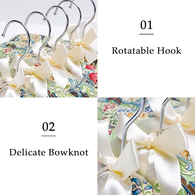 NEOVIVA Padded Hangers for Women Clothing, Green Padded Clothes Hangers for Women, No Shoulder Bump Hangers for Adult, Padded Clothes Hangers for Women Sweaters, Dresses, Suits (10 Pack)