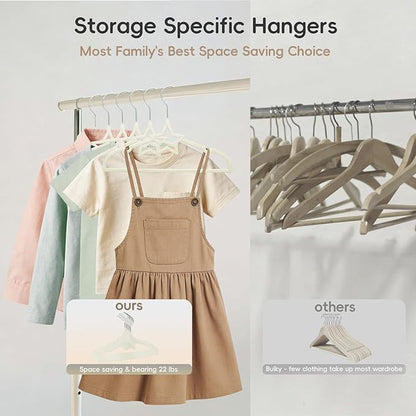 GoodtoU 50 Pack Velvet Baby Hangers, 12.8 Inch Non-Slip Toddler Clothes Hangers, for Infant Coats, Dresses & Pants, White - Star