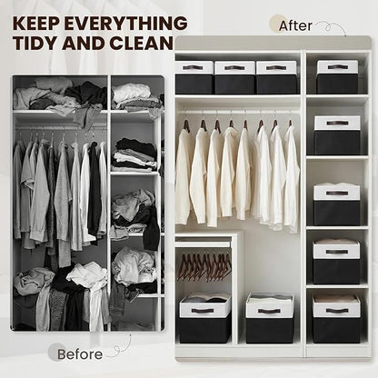 Criusia 6 Pack Closet Organizers and Storage Bins, Cute Dorm Room Essentials for Clothes Beddings Bags, Under Bed Storage Containers, Apartment Essentials Baskets for Organizing (14L*10W*9.5H)
