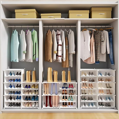 Shoe Storage,24 Pairs Rack Organizer for Closet Cabinet with Door Shelves Closet,Entryway,Hallway,Bedroom
