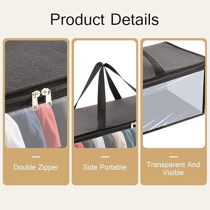 4 Pcs Hat Organizer for Baseball Cap, Hat Storage Bags with 2 Carry Handles Hat Holder Rack for Closet Travel Hat Organizer (Grey)