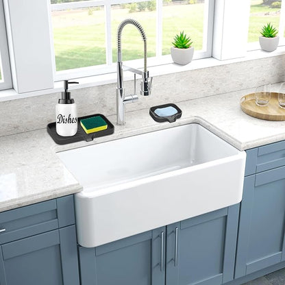 Kitchen Sink Tray,3 Pcs Silicone Sponge Holder for Kitchen Sink Organizer, Kitchen Soap Tray Self Draining Soap Dish for Bathroom