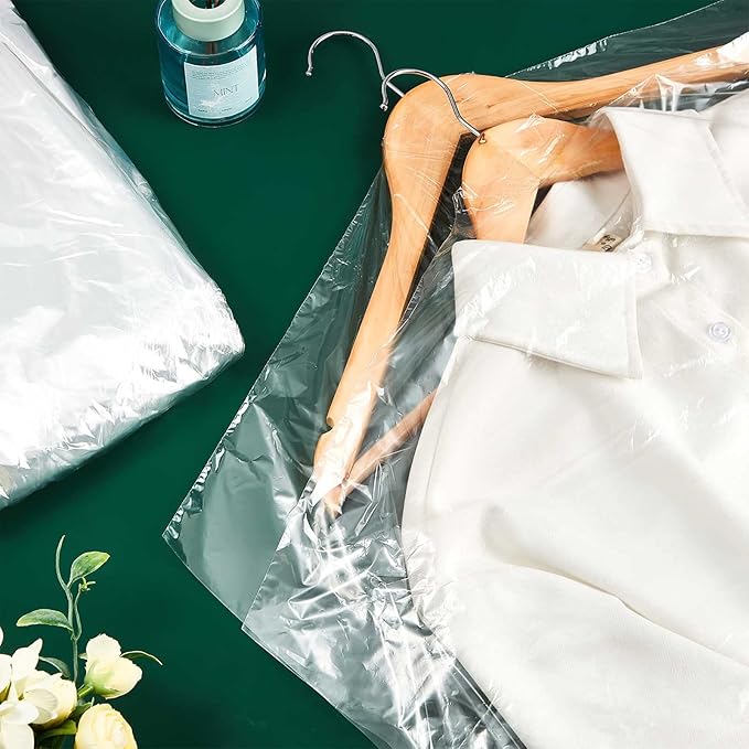 80 Pieces 72 Inch Clear Plastic Garment Bags for Hanging Clothes Dry Cleaner Bags Bulk for Long Dress Dry Cleaning Bags Dust Clothing Cover for Travel Launderette Alterations Shop Gowns
